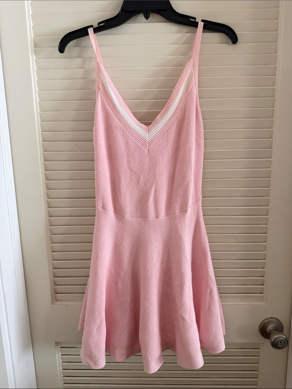 LoveShackFancy Light Pink V‑Neck Spaghetti Strap Skater Dress